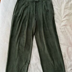 Mango Dark Green Pleated Pants for Women